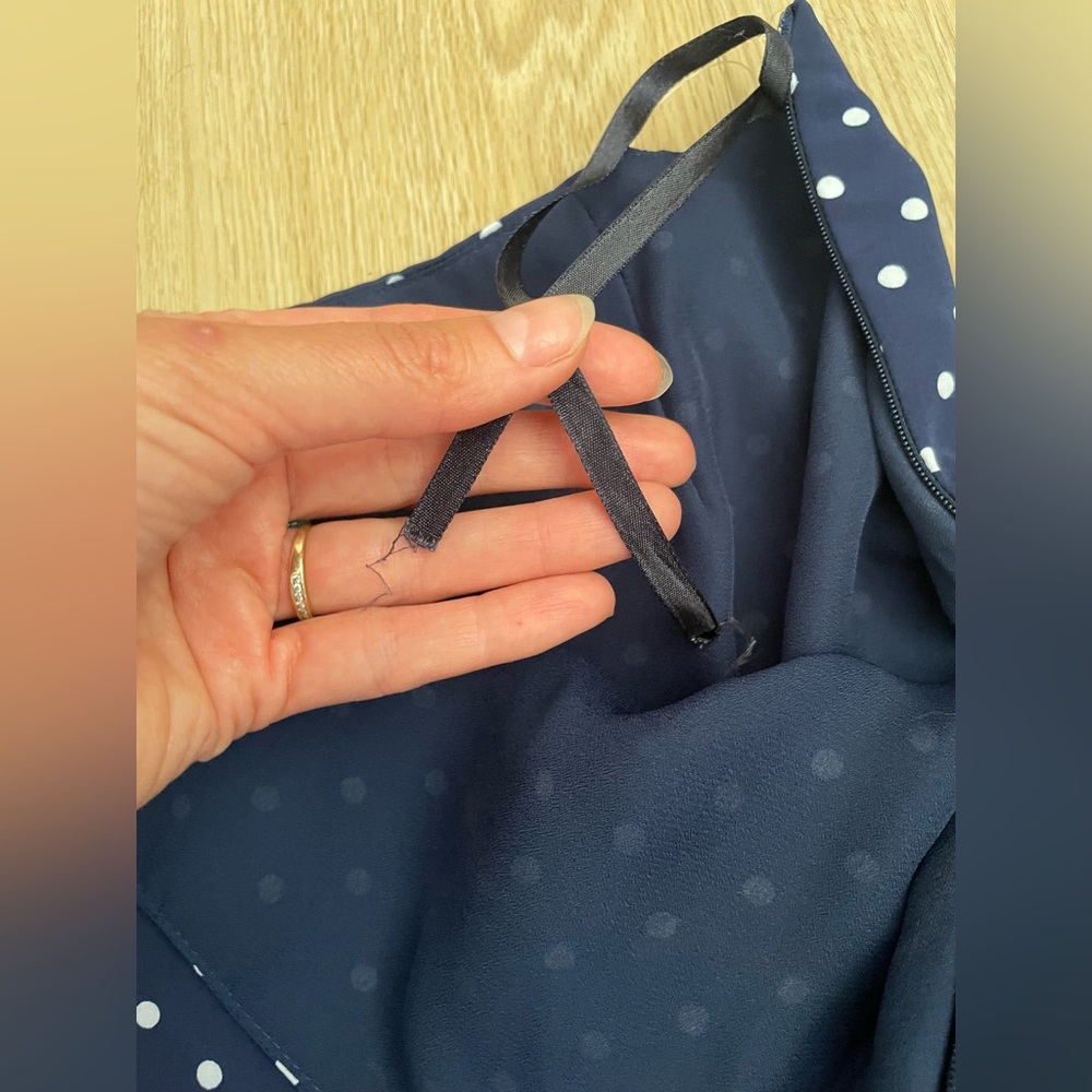 Preppy Polka Dot Navy Flare Mini Skirt Quiet Luxury Lauren RL Sz 6 - Picture 13 of 15